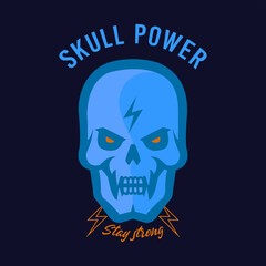 blue skull head vector
