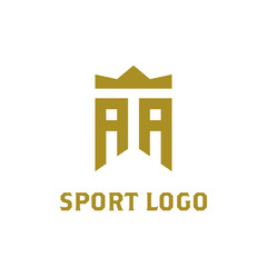 aa logo, a a initial logo with crown. elegant letter sport logo, shield aa logo