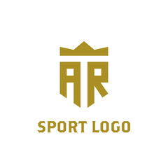 ar logo. ar initial logo with crown. elegant letter sport logo, shield ar logo