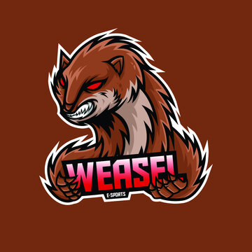 weasel e sports mascot logo. angry weasel