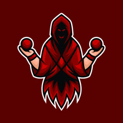 reaper mascot logo with ball at hand