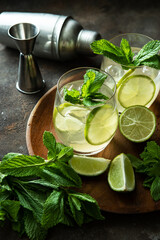 Fresh  summer fruit cocktail  or  lemonade in glass