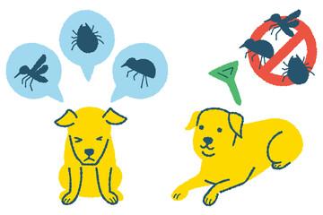 寄生虫予防をする犬のイラスト
