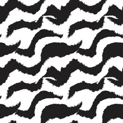 Black and White Brush Stroke Fur Seamless Pattern