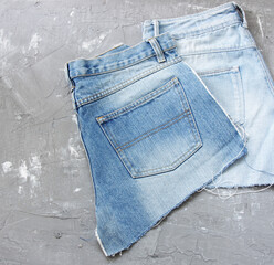 blue jeans on a gray background