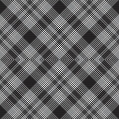 Black and White Argyle Plaid Tartan textured Seamless Pattern Design