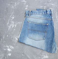 blue jeans on a gray background
