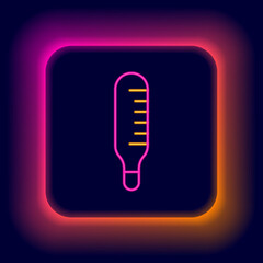 Glowing neon line Medical thermometer for medical examination icon isolated on black background. Colorful outline concept. Vector