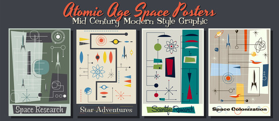 Atomic Age Space Posters, Mid Century Modern Style Graphic  © koyash07