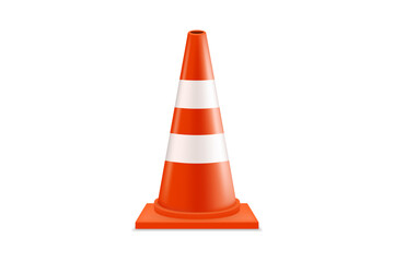 Traffic cone on white background, Orange road warning cone