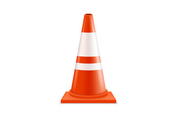 Traffic cone on white background, Orange road warning cone
