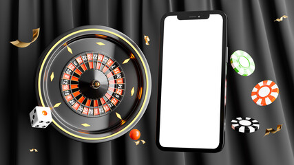 smartphone with roulette casino game concept for product display