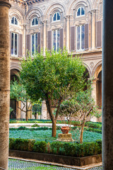 Private atrium in an apartment block in Rome, Italy