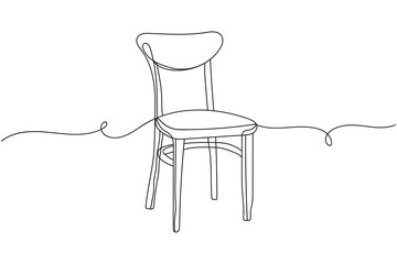 Continuous one line of classic chair in silhouette on a white background. Linear stylized.Minimalist. - obrazy, fototapety, plakaty