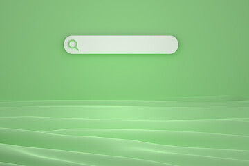 Search bar and icon search 3d render minimal design on green background