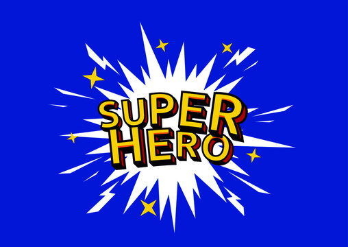 Vector illustration of superhero logo on blue background.  - Powered by Adobe