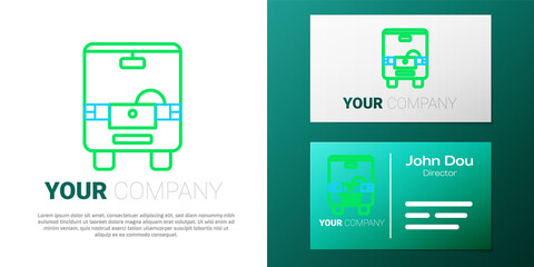 Line Bus icon isolated on white background. Transportation concept. Bus tour transport sign. Tourism or public vehicle symbol. Colorful outline concept. Vector