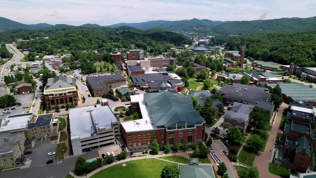 Aerial Pullout Appalachian State University Campus in Boone NC,  Boone North Carolina