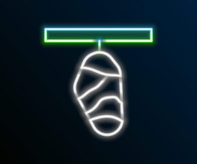 Obraz premium Glowing neon line Butterfly cocoon icon isolated on black background. Pupa of the butterfly. Colorful outline concept. Vector