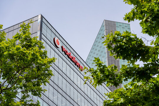 BARCELONA, SPAIN - JUNE 14, 2019: Modern Vodafone Office Building In Barcelona
