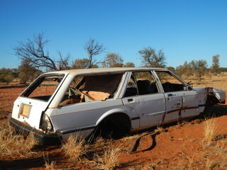 abandoned car in the desert