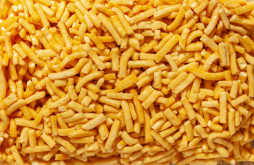 Tatar national treat chack-chack. Fried pieces of dough in honey syrup. Top view