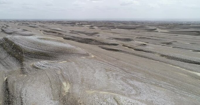 Aerial footage of yardang landform landscape in west of China