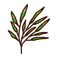 leaf tree vector illustration icon design template with doodle hand drawn style