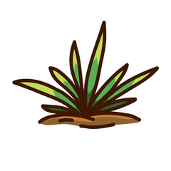 simple grass vector illustration icon design template with doodle hand drawn fill color style