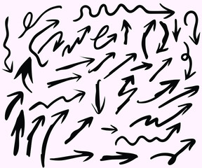 Arrows symbols set direction marker, brush arrow, vector illustration, arrows line, arrows vector, line arrows, arrows design, rough arrows, arrows set, line arrows set