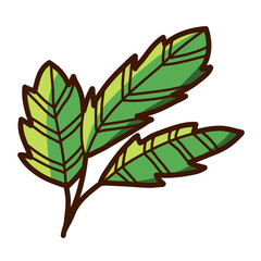 cool branch leaf vector illustration icon design template with doodle hand drawn fill color style