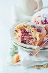 Muffins on bright background. Close up. 