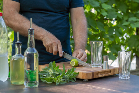 Making A Cocktail At Home. Mojito, Alcohol, Homemade Cocktail, Refreshing, Non-alcoholic, Summer