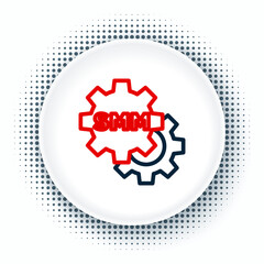 Line SMM icon isolated on white background. Social media marketing, analysis, advertising strategy development. Colorful outline concept. Vector