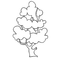 Decorative coloring illustration with tree. Stylized tree,Hand drawn tree for adult coloring book,pages,art therapy.