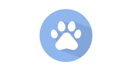 Vet Icon. Vector isolated illustration of an animal print on a rounded icon