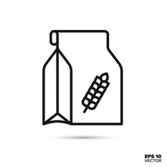 Flour bag vector line icon