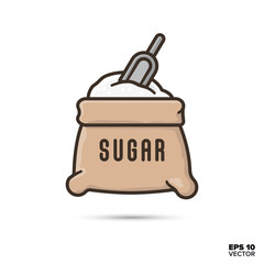 bag of sugar with shovel vector illustration