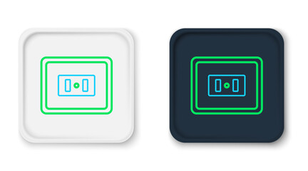 Line Electrical outlet icon isolated on white background. Power socket. Rosette symbol. Colorful outline concept. Vector