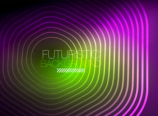 Neon color square shape lines abstract background. Shiny magic energy and motion concept, vector abstract wallpaper background