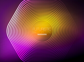 Neon color square shape lines abstract background. Shiny magic energy and motion concept, vector abstract wallpaper background