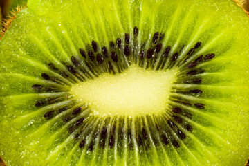 Closeup of a cut kiwi