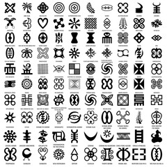 African symbols adinkra for fabric, logo - obrazy, fototapety, plakaty