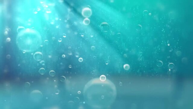 3D germ animation in water and bubbles 