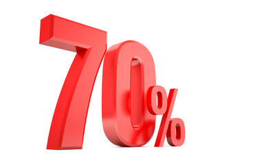70 percentage off sale and discount ,red 3d icon on white background