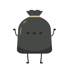 Garbage bag character design. Garbage bag vector.