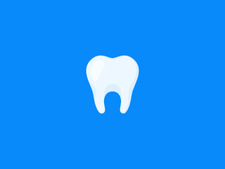 Tooth icon on blue background. Dental, medicine and health. Teeth protection. Vector illustration