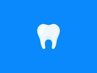 Tooth icon on blue background. Dental, medicine and health. Teeth protection. Vector illustration