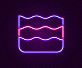 Glowing neon line Wave icon isolated on black background. Colorful outline concept. Vector