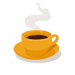 Cup of Fresh Coffee. Decorative Design for Cafeteria, Posters, Banners, Cards.